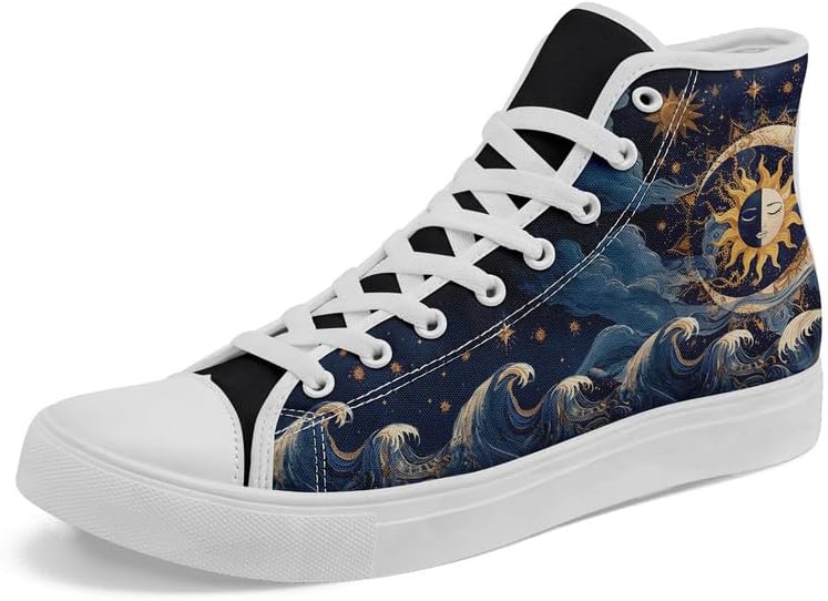 

Кеды на высокой подошве Sun Moon Star из холщовой ткани для женщин и мужчин, черные и белые модные туфли, шнуровка, стильные, унисекс, для прогулок и повседневного ношения Awsole