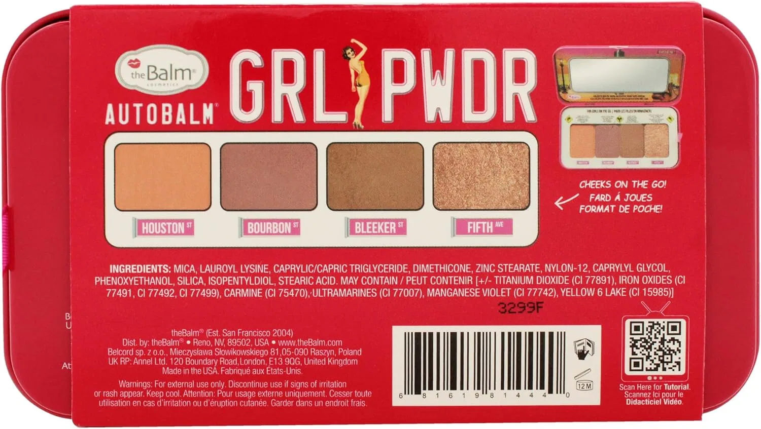 Палетка румян theBalm Autobalm Cheeks On The Go Palette #Grl Pwdr 8 г — фото 4