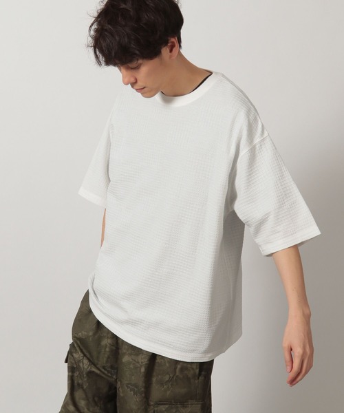 

Футболка с коротким рукавом, клетчатый жаккардовый узор LAKOLE, белый