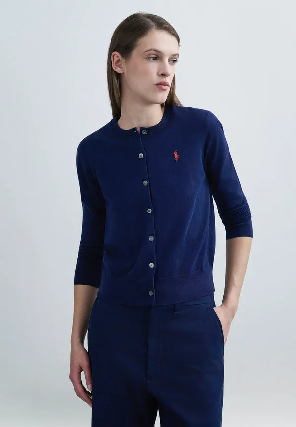 Хлопковый кардиган с круглым вырезом /// кардиган Polo Ralph Lauren, Bright Navy