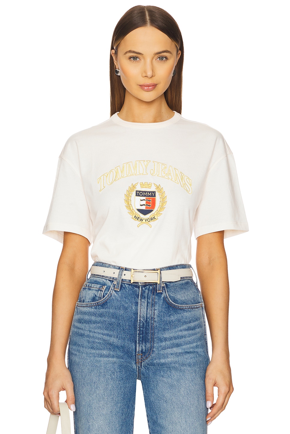

Футболка с золотым гербом Tommy Jeans, белый