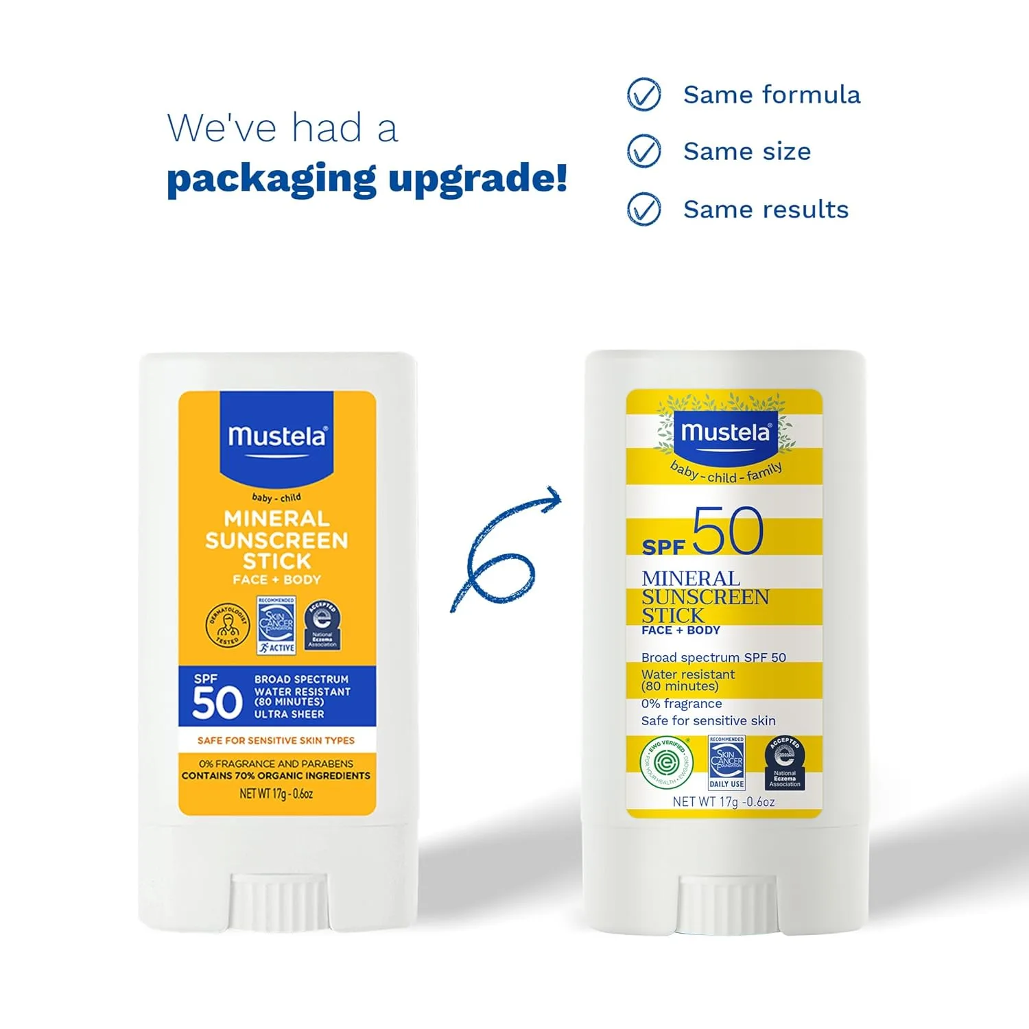 Mustela Baby минеральный солнцезащитный стик SPF 50 широкого спектра для лица и тела с 70% органических ингредиентов, ультралегкий, водостойкий, без отдушки, 17 г — фото 2