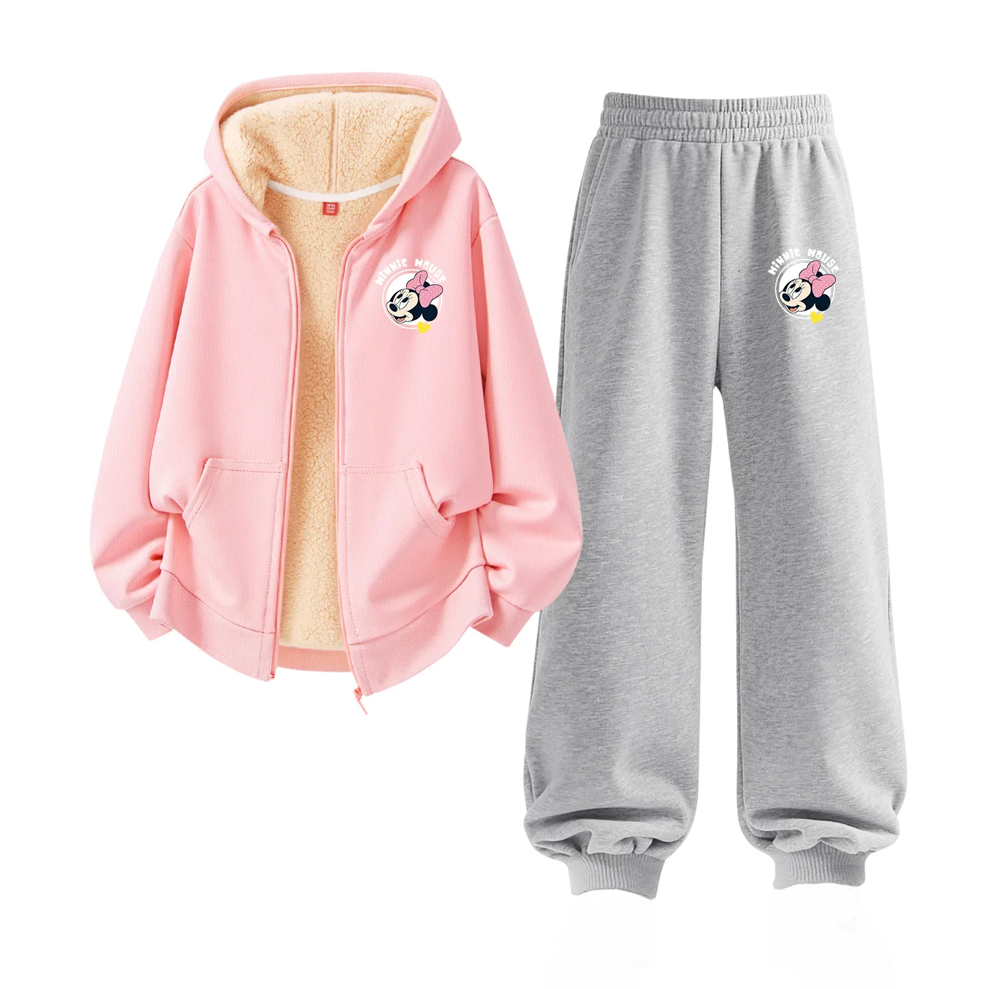 Детский спортивный комплект Casual Sportswear из 2 предметов Disney, [Thickened and Fleece-Lined]Di's Pink+Di's Pink — фото 4