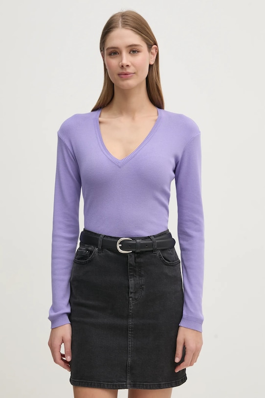 

Хлопковый свитер United Colors Of Benetton, фиолетовый