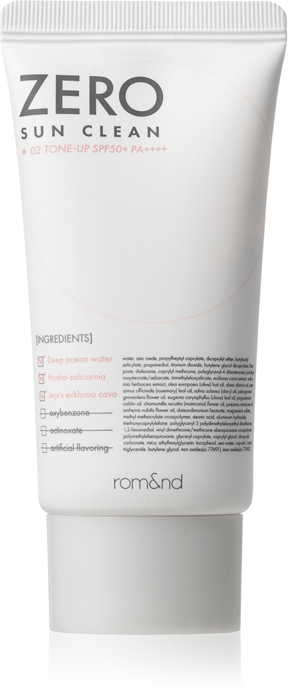 

Ультраинтенсивный увлажняющий крем Zero Sun Clean с легкой текстурой и тонирующим эффектом SPF 50+ Rom&Nd, atspalvis 02 tone up 50 мл