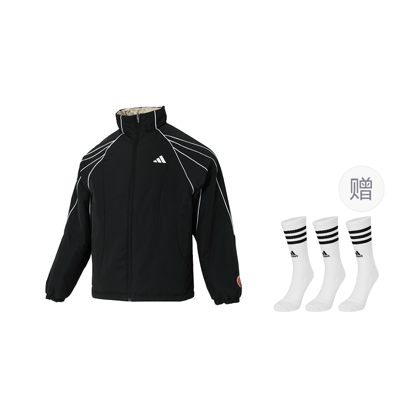 Куртка BASKETBALL FW25 Puffer для мужчин Adidas, черный/miracle золотой (includes 3 pairs of adidas socks)