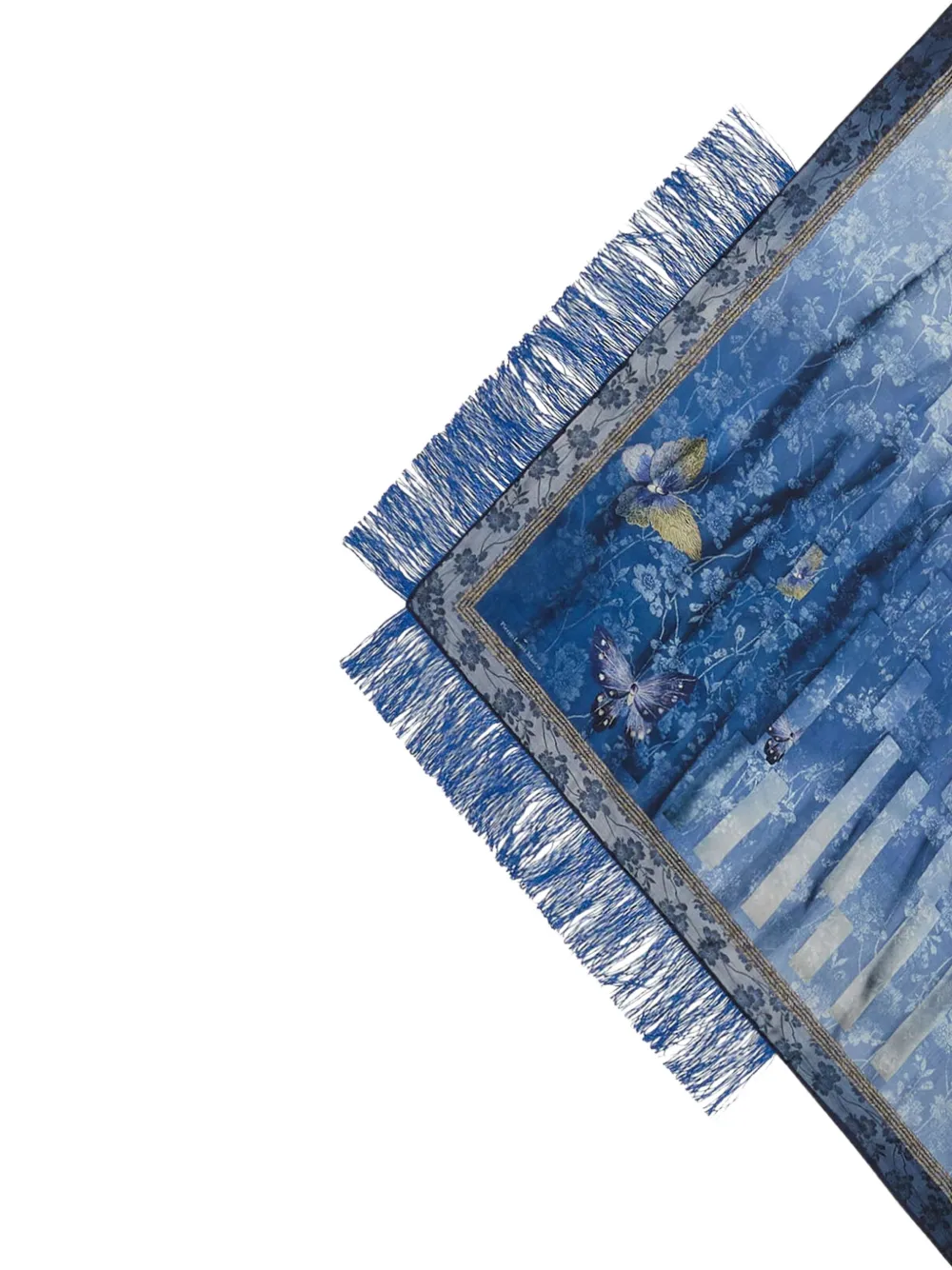 

Шарф с бахромой и узором "бабочка" от Aloeuw Pierre-Louis Mascia, синий