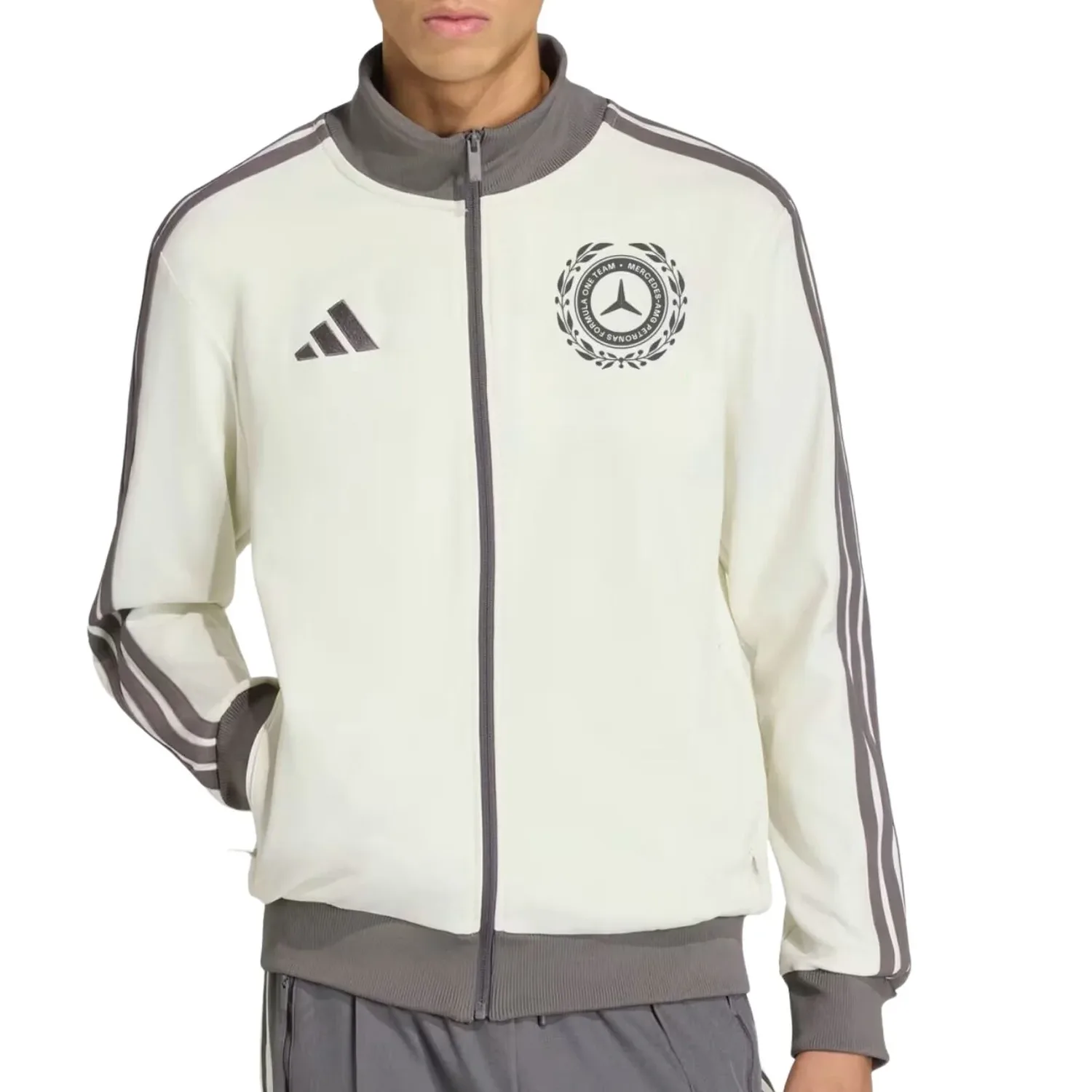 Спортивная куртка Adidas Mercedes-AMG F1 Team Silver Arrows 'Off White Granite', бежевый — фото 2