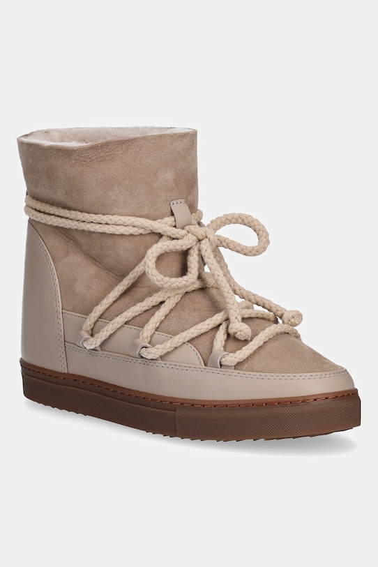 Женские зимние ботинки Inuikii Classic Wedge из кожи и замши, светло-бежевый