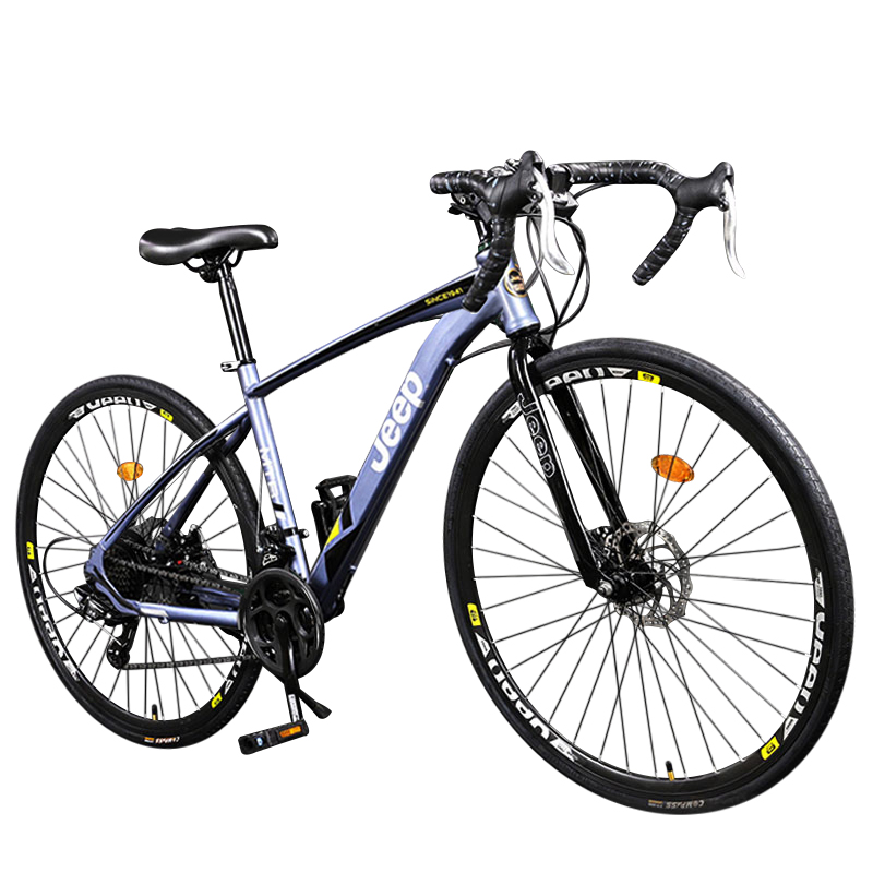 

Шоссейные велосипеды high carbon steel дисковые тормоза для поездок взрослые Jeep, серебристо-серый