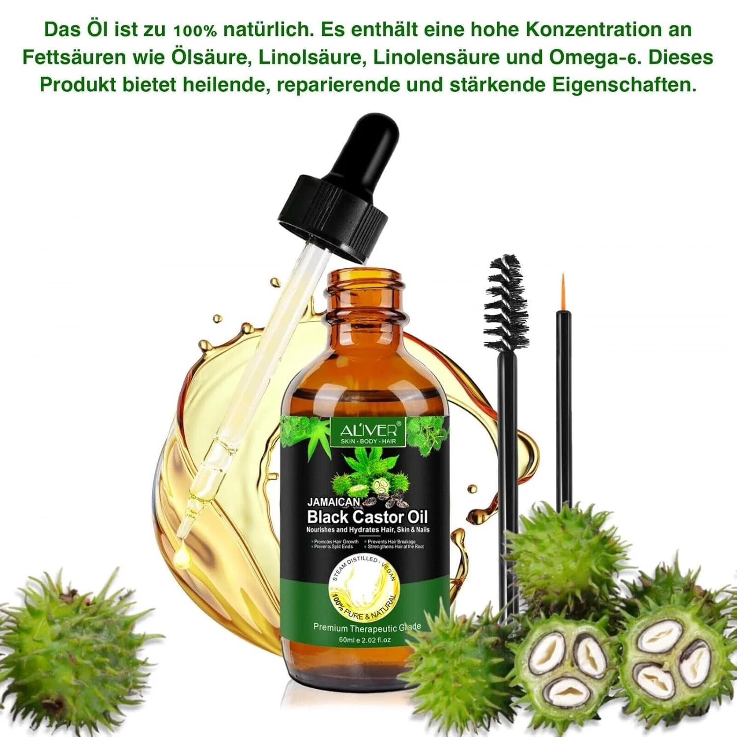 Набор для ухода за волосами P-Beauty с касторовым маслом и биотином P-Beauty Cosmetic Accessories, Set Of Hair Oil, Shampoo, Conditioner + Hair Mask — фото 2