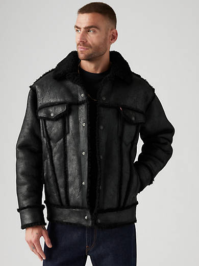 

Куртка дальнобойщика Olympia из овчины Levi's, цвет Goliath Sherpa - Black