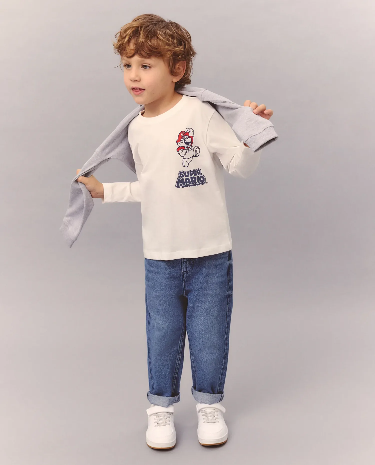 Детская длинная футболка с лицензией MARIO BROSS Kids El Corte Inglés, белый — фото 2
