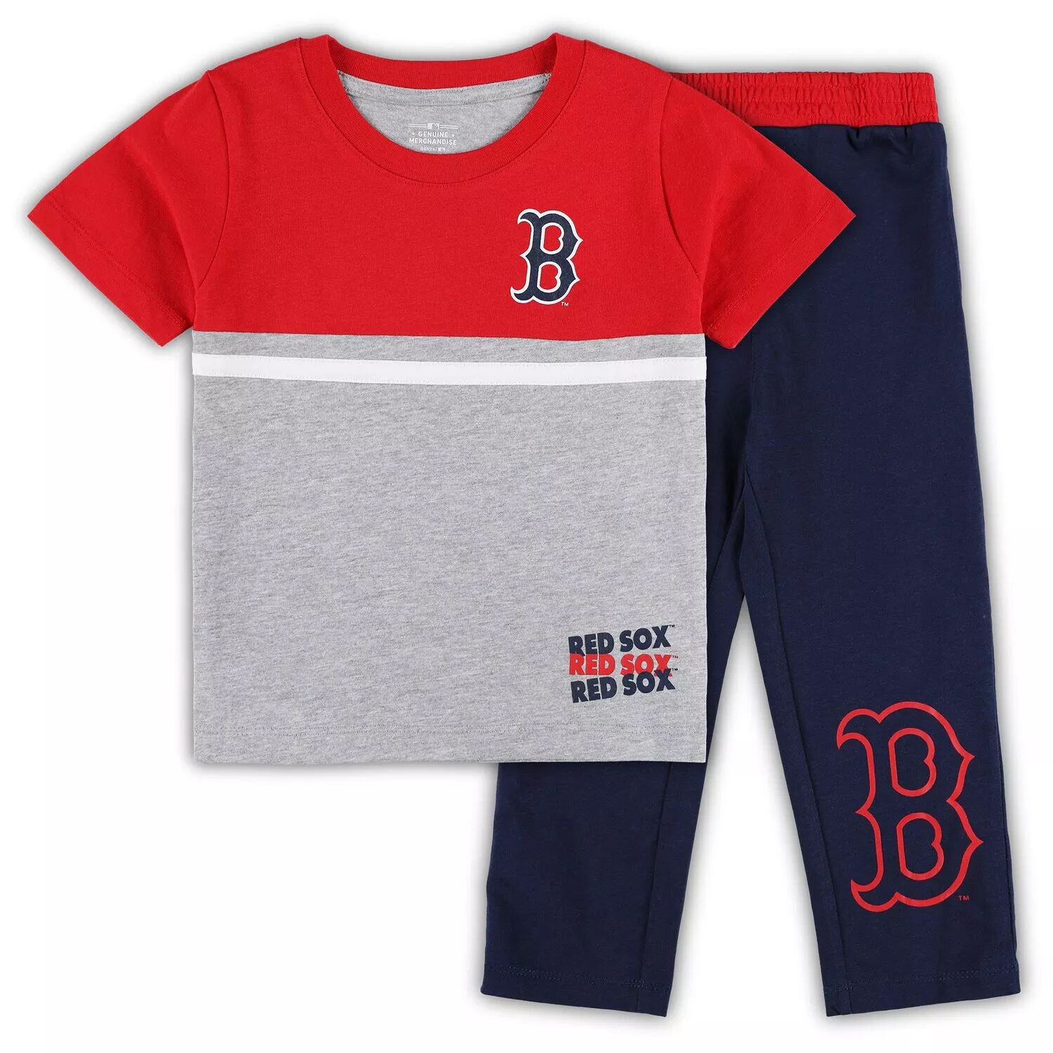 

Темно-синий/красный комплект футболки и брюк Boston Red Sox Batters Box для малышей Outerstuff
