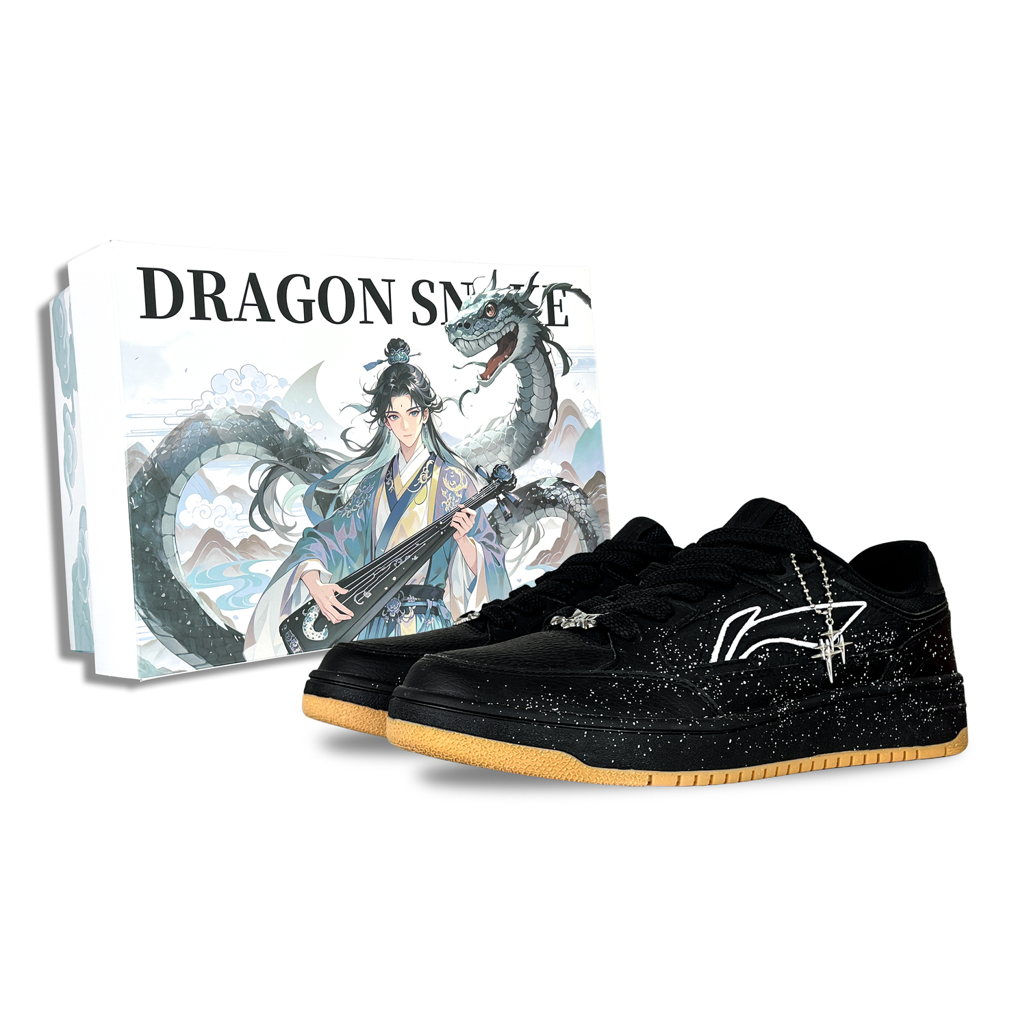 

Li-Ning Li Ning Tianji Fairyland, Starry Radiance, устойчивые к истиранию и скольжению низкие кроссовки для скейтбординга, мужские, черно-белые