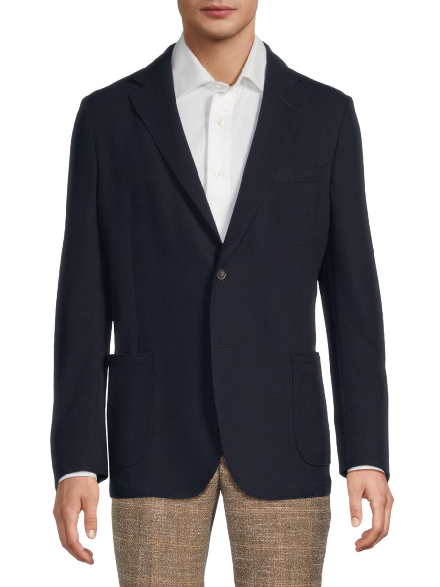 

Спортивное пальто современного кроя с текстурированными лацканами Samuelsohn, темно-синий