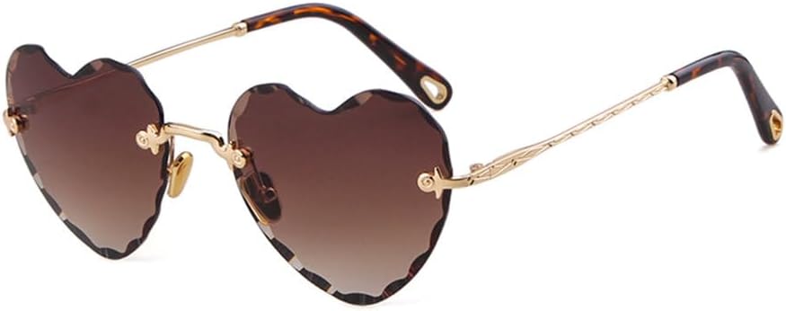 

Солнцезащитные очки в форме сердца для женщин. Прекрасные солнцезащитные очки без оправы в винтажном стиле с градиентным переходом, защита от ультрафиолета UV400 LVTFCO, C6