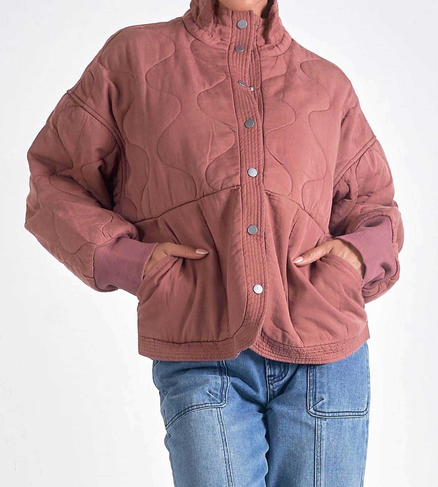 

Стеганая бомбер в сливовом цвете ELAN, Plum