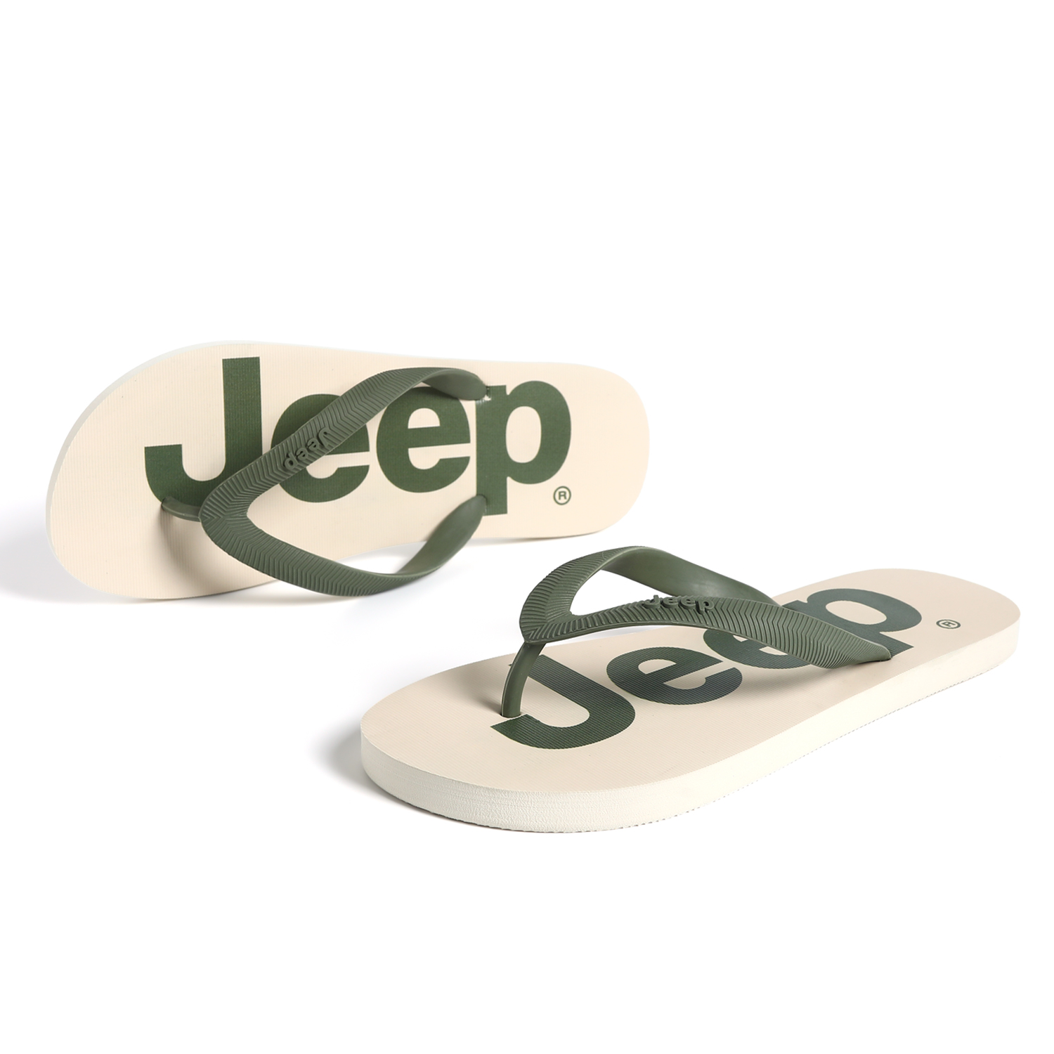 Jeep Резиновая подошва нескользящие шлепанцы Unisex Beige Green — фото 4