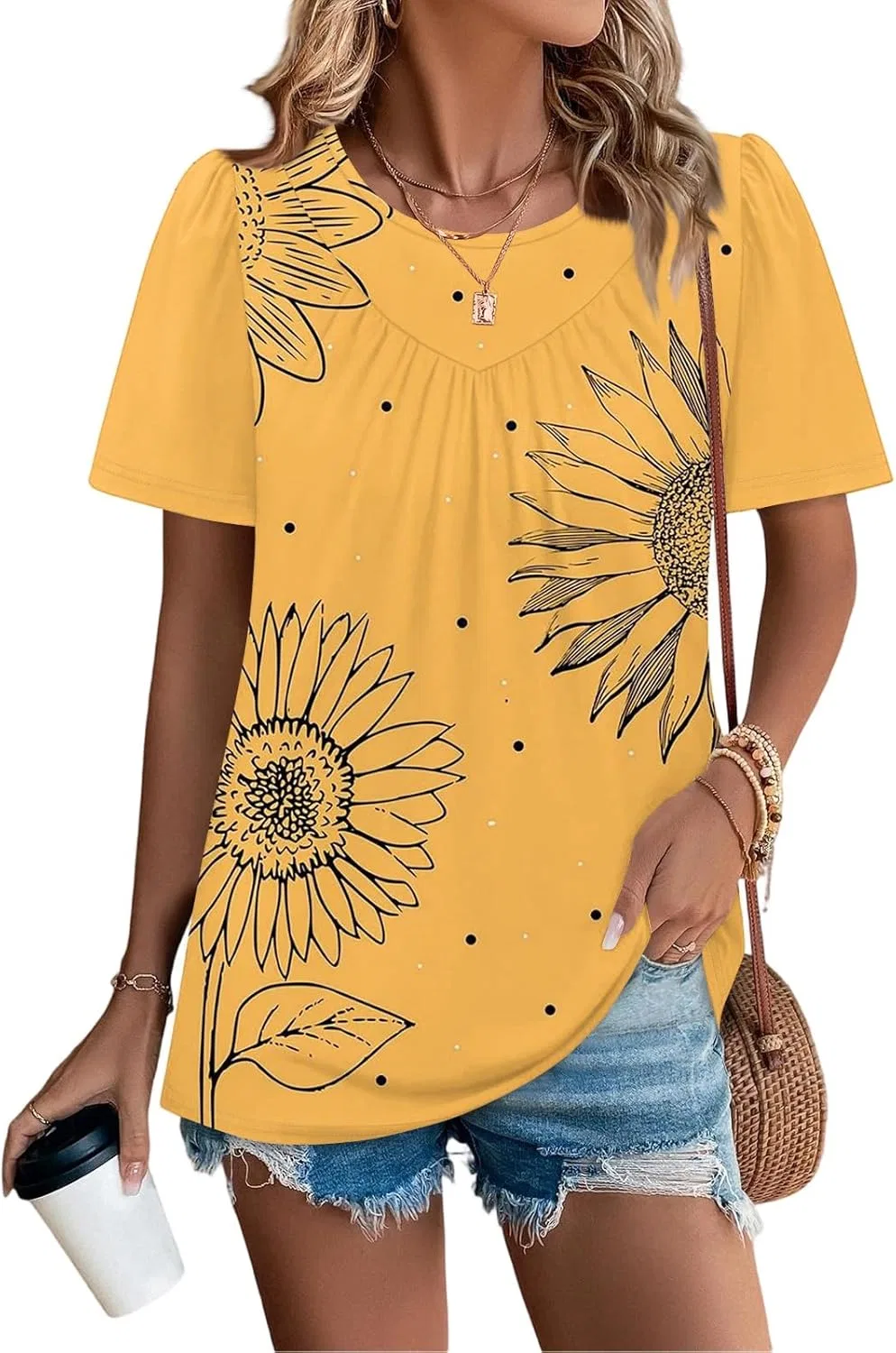 Женская футболка с принтом, Polyester, 1-yellow