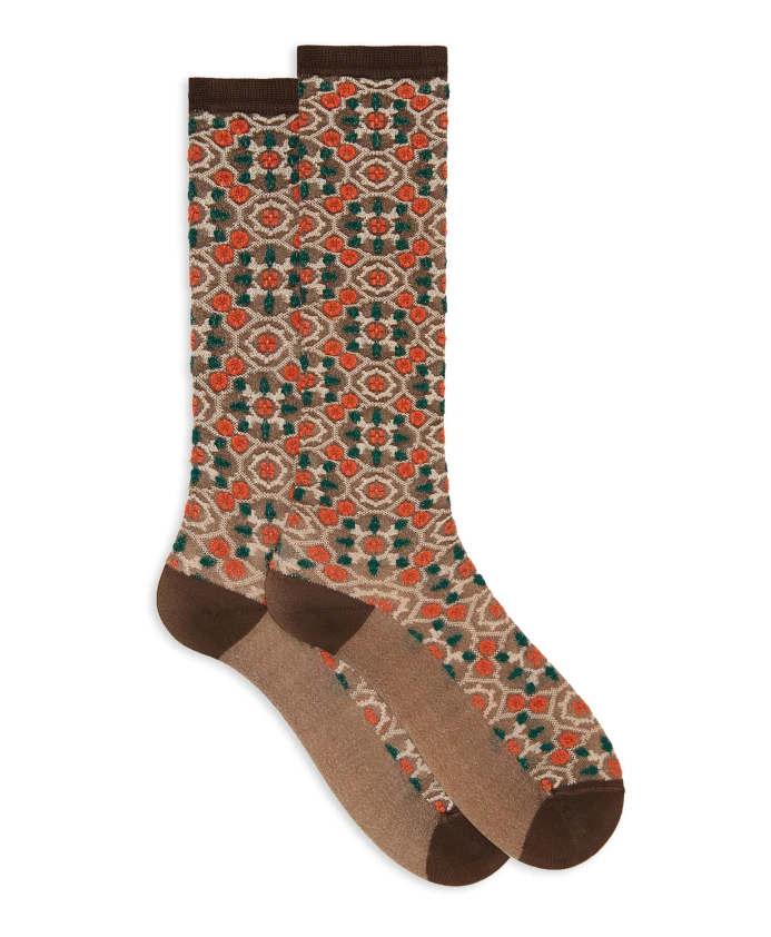 

Длинные вискозные носки с узором в виде плитки. Gallo, мультиколор