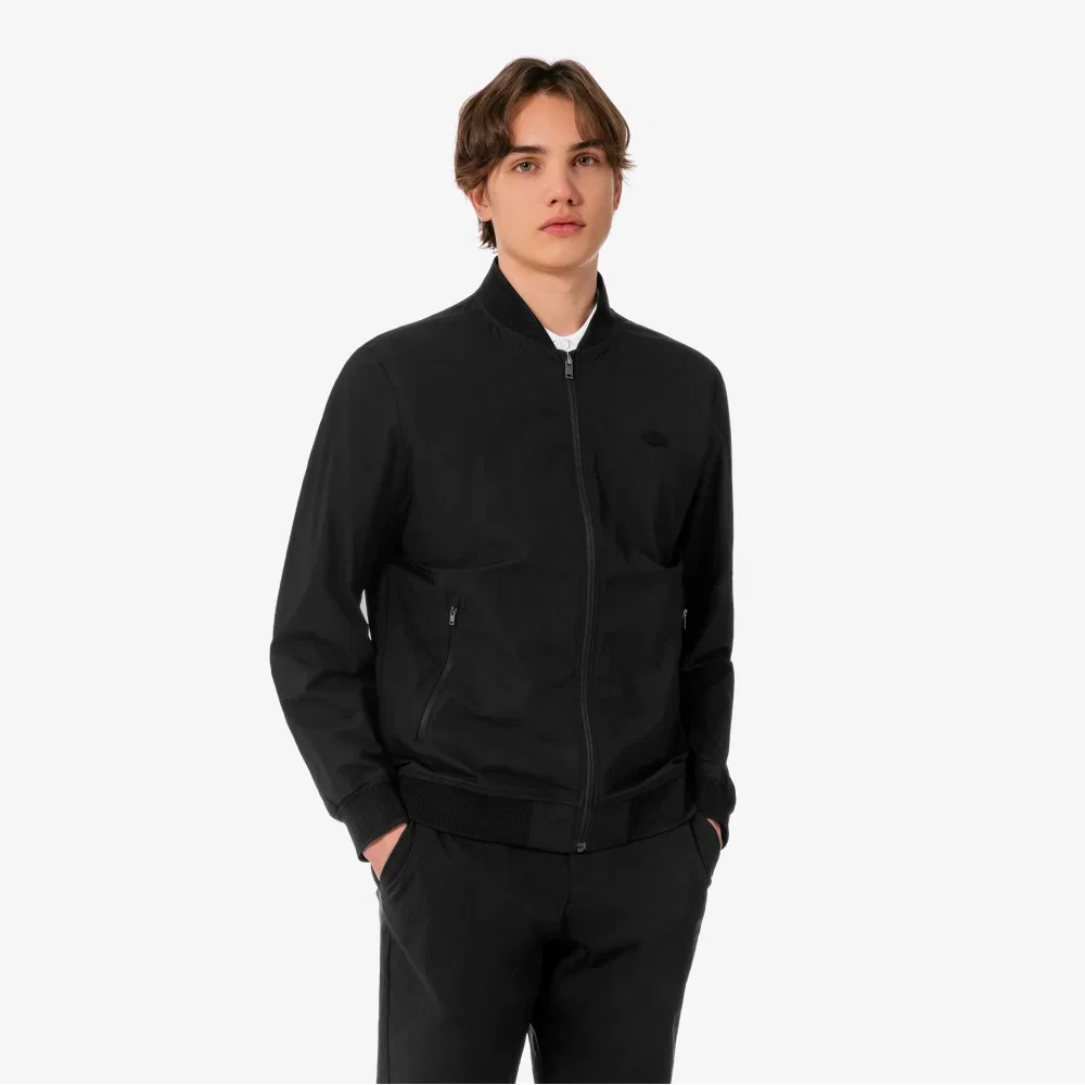 Мужская летняя куртка-бомбер Lacoste чёрная — фото 4