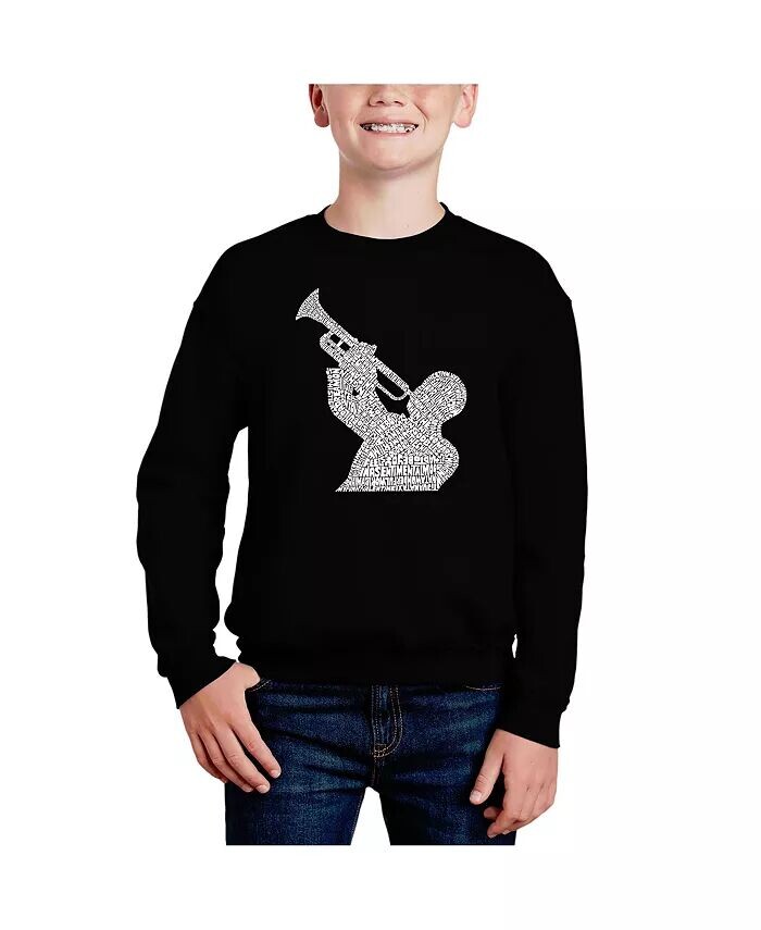 

Джазовые песни на все времена — толстовка с круглым вырезом Big Boy's Word Art La Pop Art, синий