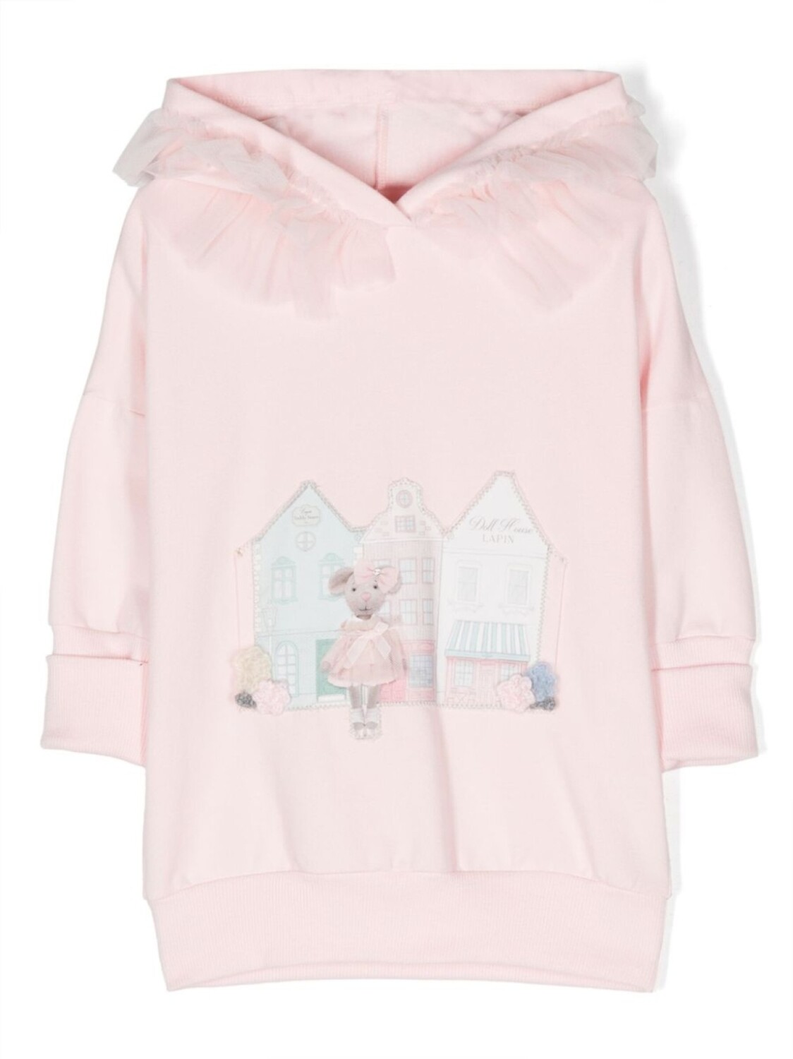 

Lapin House платье-толстовка с капюшоном и тюлем, розовый