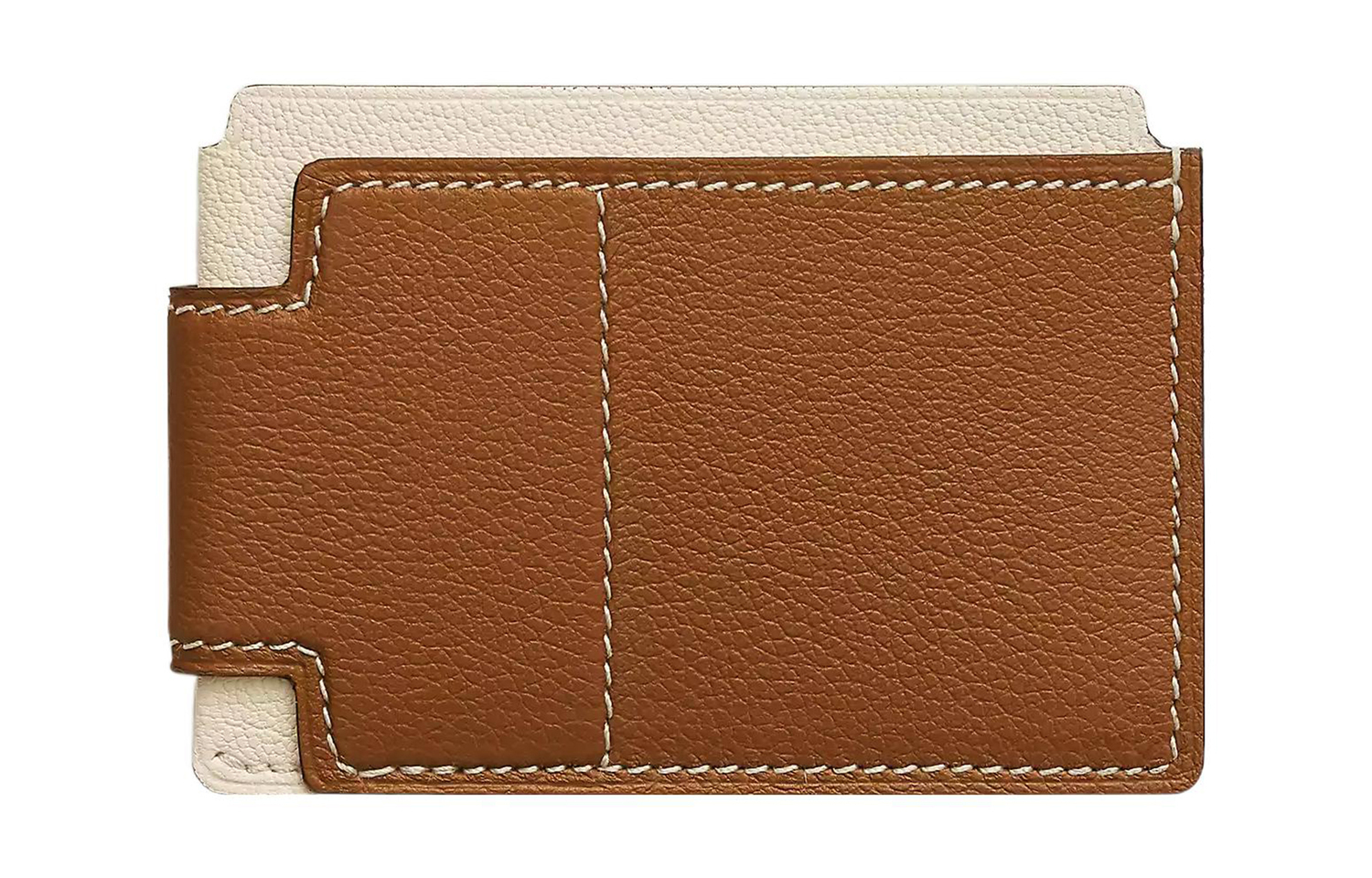 HERMES Картхолдер Evercolor Calfskin с Mysore Sheepskin женский brown & white