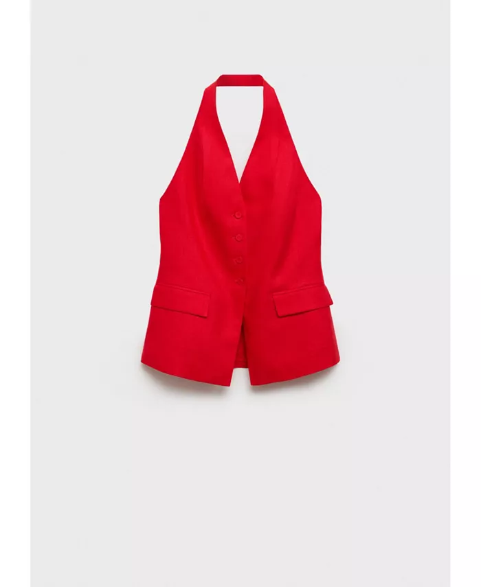 

Женский льняной жилет-комбинезон Halter Suit MANGO, красный