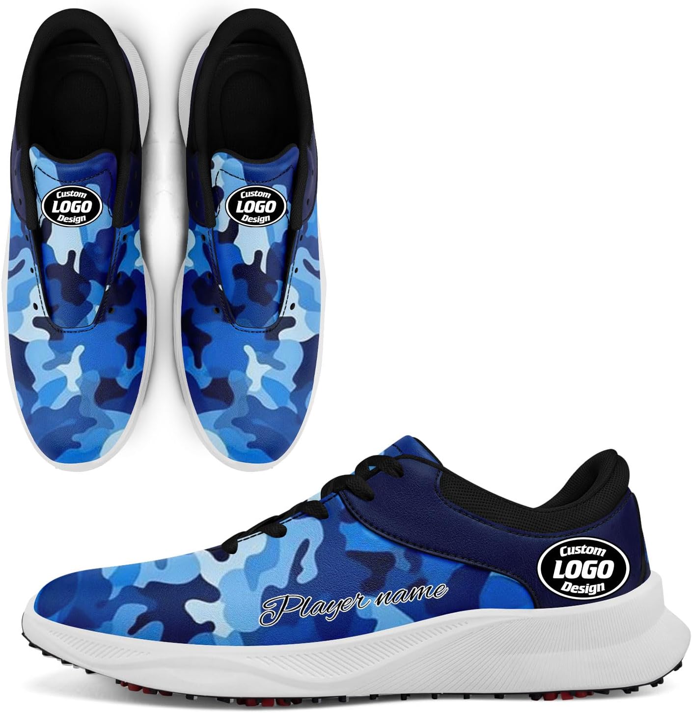 

Стильные кроссовки для гольфа с граффити для мужчин и женщин, камуфляжная расцветка, без шипов, вентилируемая подошва, возможность персонализации логотипом или именем, для занятий спортом на траве Coolcustomize, белый/черный/темно-синий/светло-г...