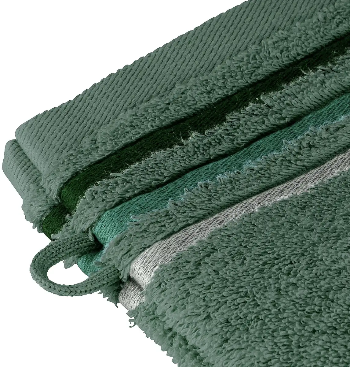 Рукавицы Schiesser "Skyline Color из 100% хлопка с элегантной полосатой каймой", (5 шт.), MADE IN GREEN by OEKO-TEX 16х22 см (5 шт.), темно-зеленый — фото 4