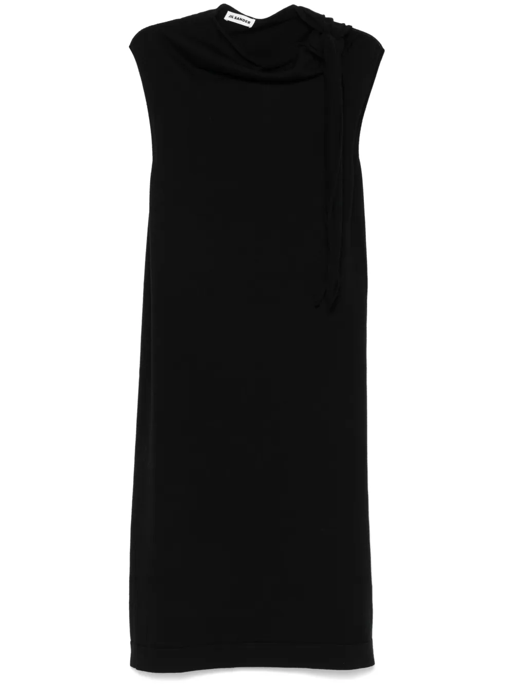 

Платье миди тонкой вязки с драпировкой JIL SANDER, черный