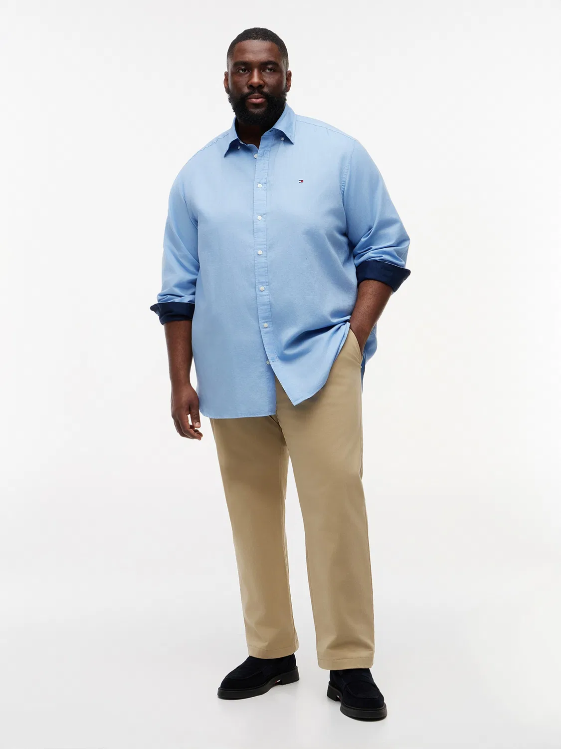 Рубашка на пуговицах стандартного кроя Tommy Hilfiger Big & Tall, Navy/Sky Blue — фото 4