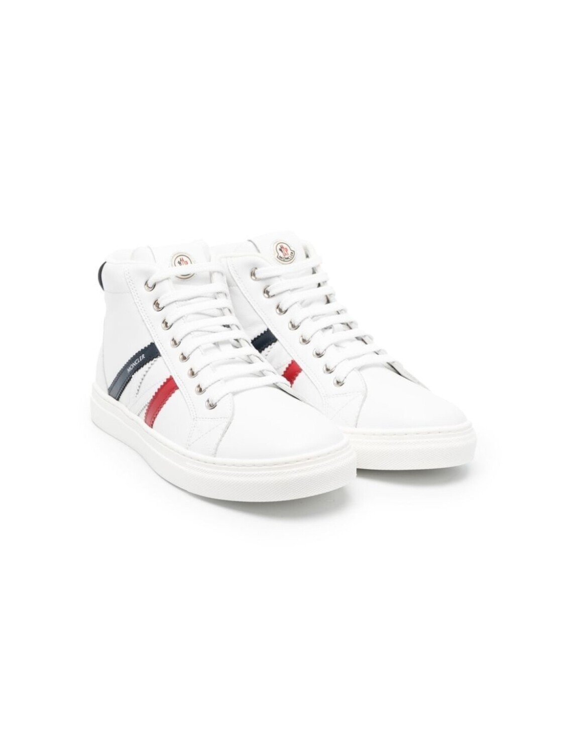 

Moncler Enfant высокие кеды в диагональную полоску, белый