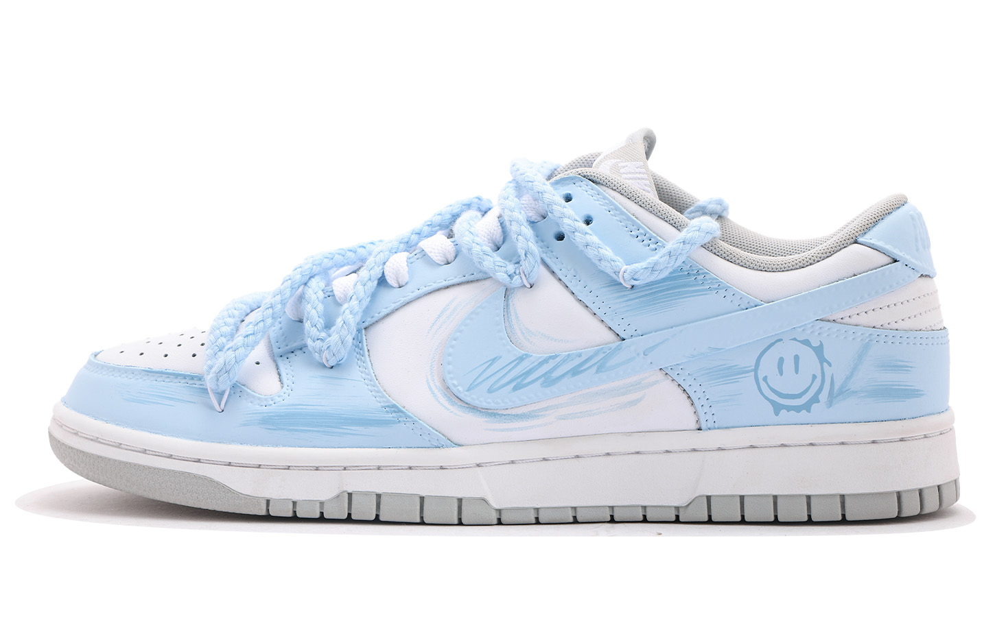 

Nike Кроссовки для скейтбординга Dunk, износостойкие, низкие, мужские, белые, синие