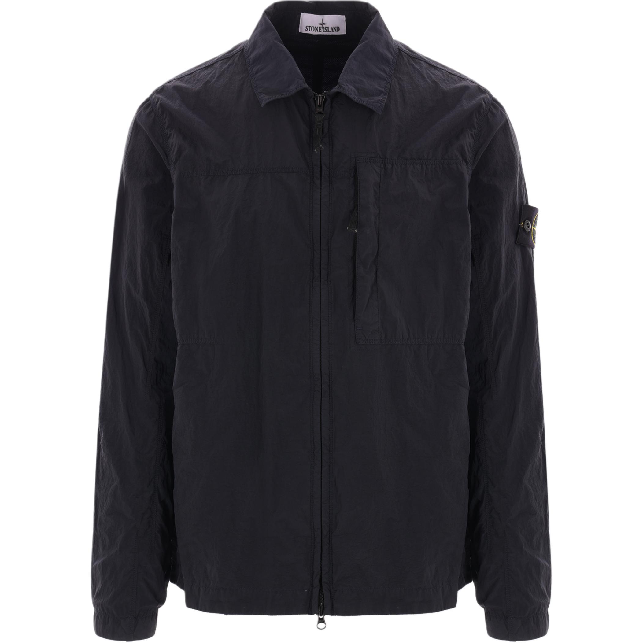 STONE ISLAND Застёгивающаяся на молнию рубашка с компасом, Dark Blue — фото 3