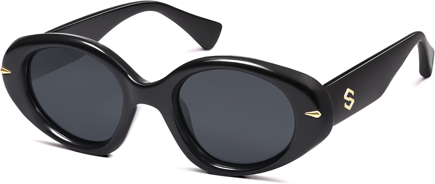 

Солнцезащитные очки SOJOS Retro Polarized Large Oval Sunglasses для женщин и мужчин, модные, с защитой от УФ-излучения UV400, в стиле 80-х и 90-х, модель SJ2365, Black