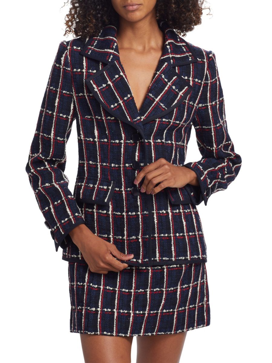 

Однобортный пиджак из твида в клетку Favorite Daughter, цвет Potenza Tweed