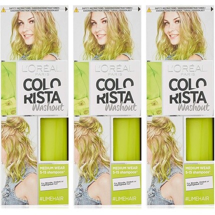 

L'Oreal Paris Colorista Wash Out Неоновая полуперманентная краска для волос зеленый лайм 80мл L'Oréal