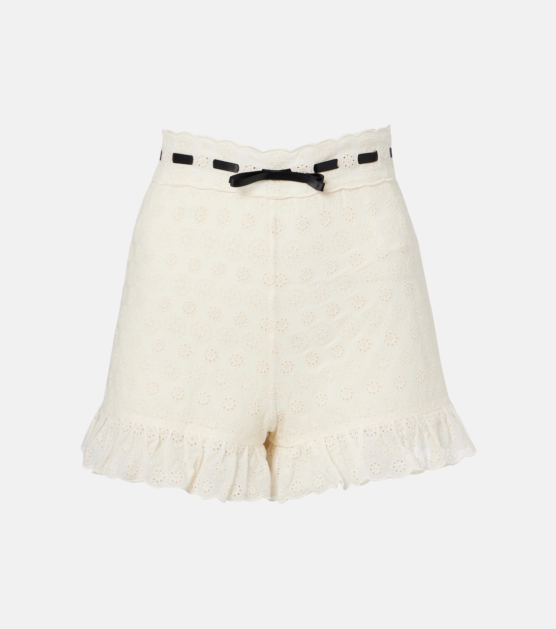 

Хлопковые шорты с цветочным принтом и оборками Valentino, Avorio
