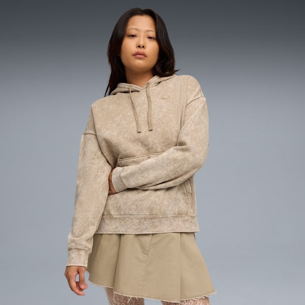 

Женская флисовая толстовка с капюшоном Puma Elevated Essentials Acid Wash, бежевый