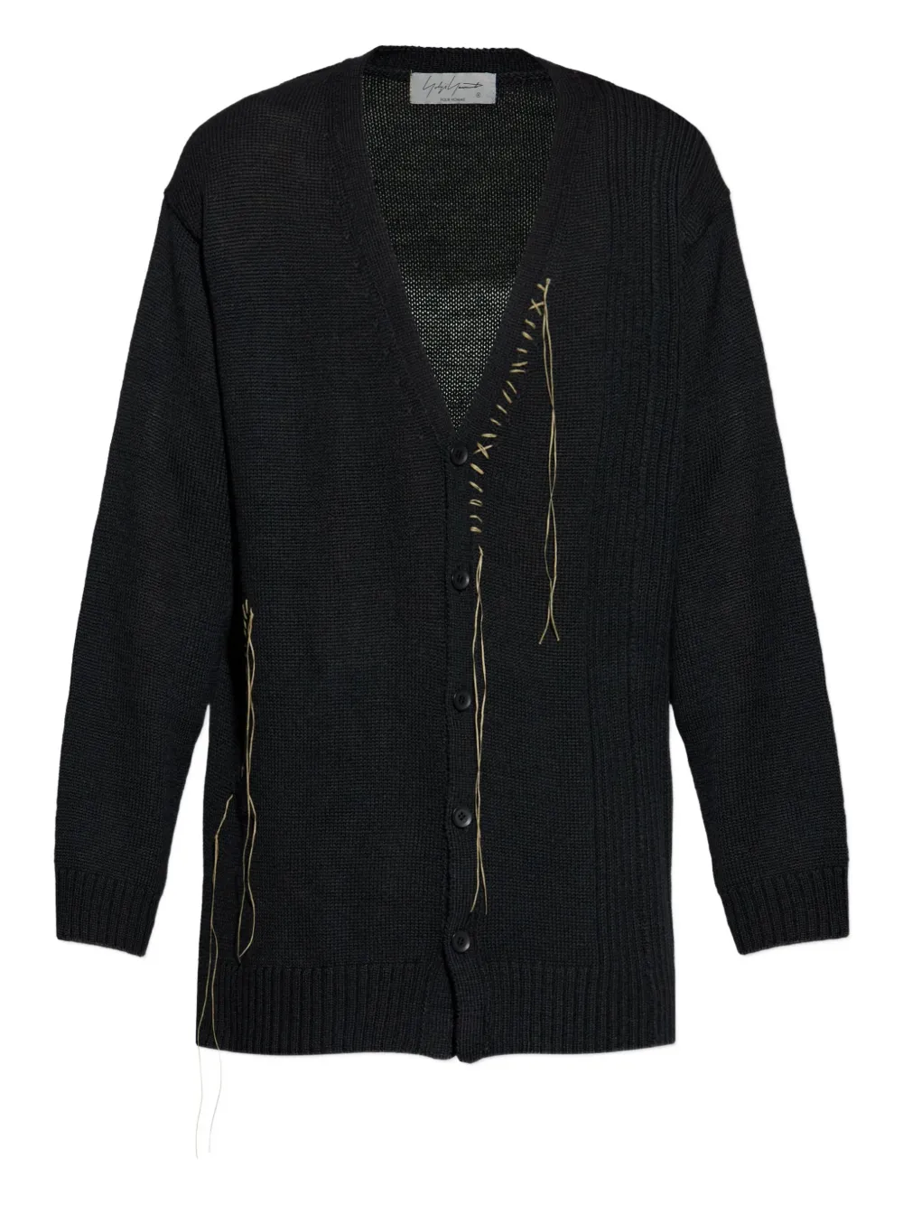 

Кардиган из шерсти с V-образным вырезом Yohji Yamamoto, черный