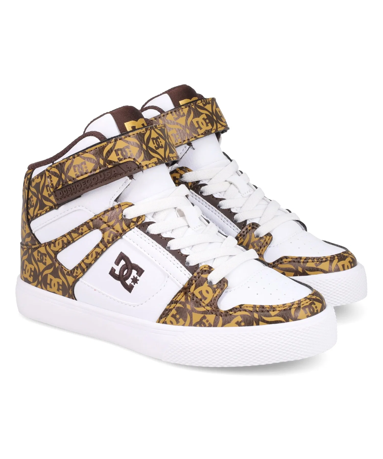 Детские высокие кроссовки DC SHOES Ks PURE HIGH-TOP SE EV SN с монограммой белые