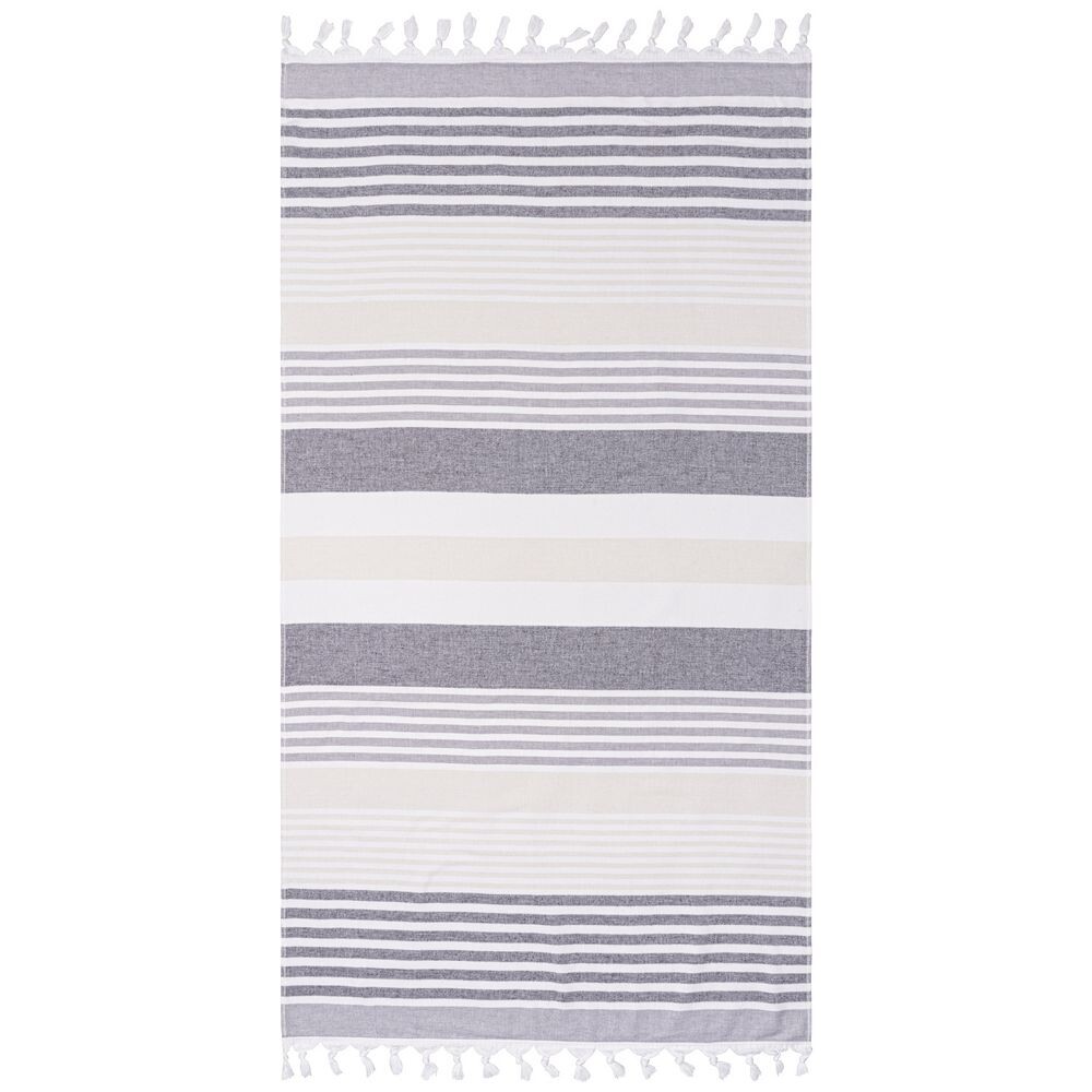 

Пляжное полотенце SUPERIOR Meera Stripe Fouta с кисточками, черный