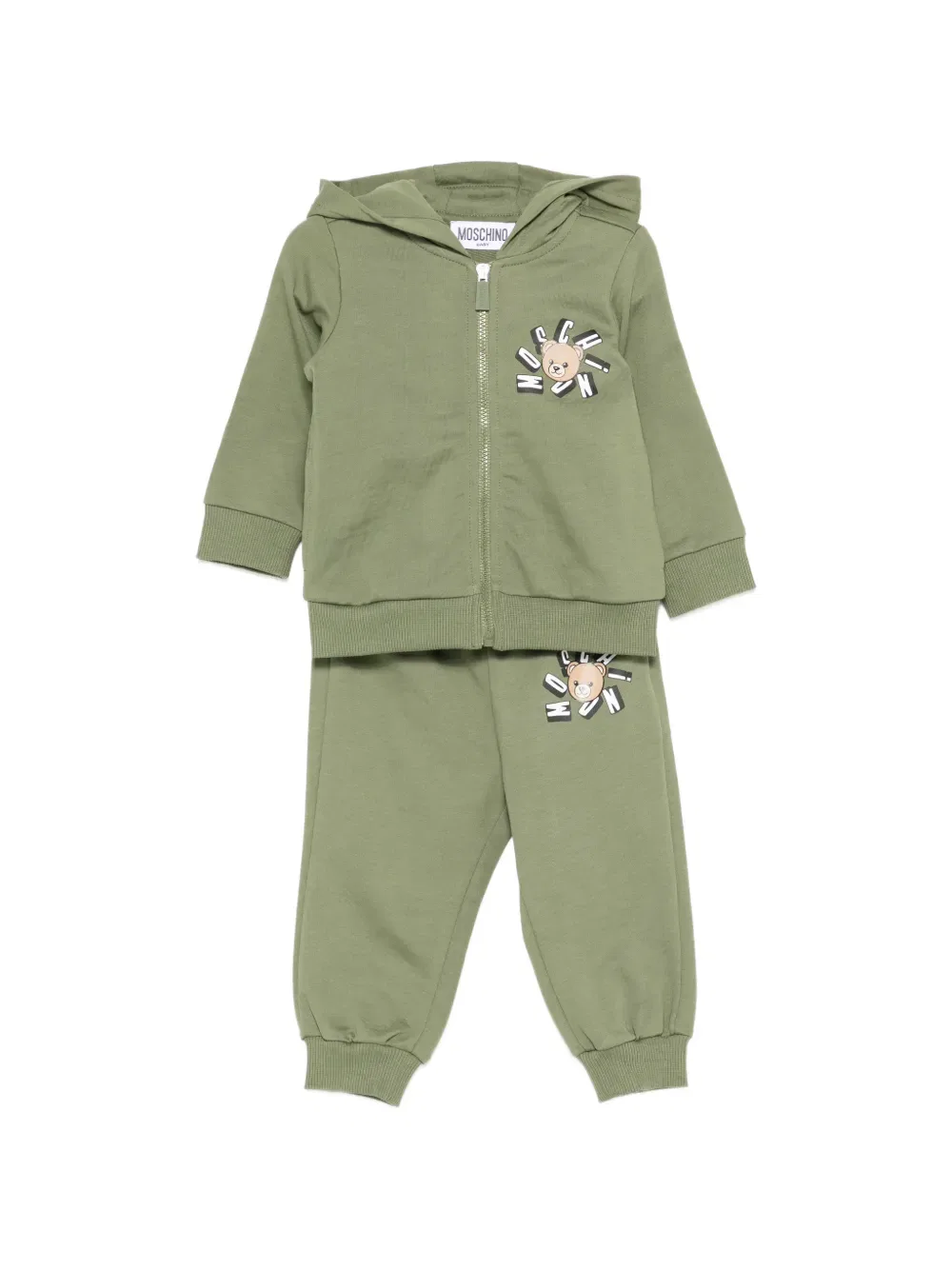 Спортивный костюм с капюшоном и аппликацией Moschino Kids, зеленый