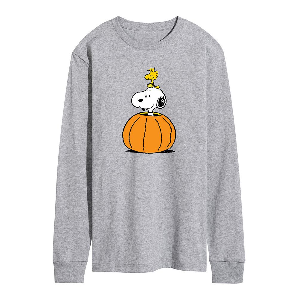 

Мужская футболка с длинными рукавами и рисунком тыквы Snoopy Woodstock Peanuts Snoopy Woodstock Licensed Character, цвет Heather Gray