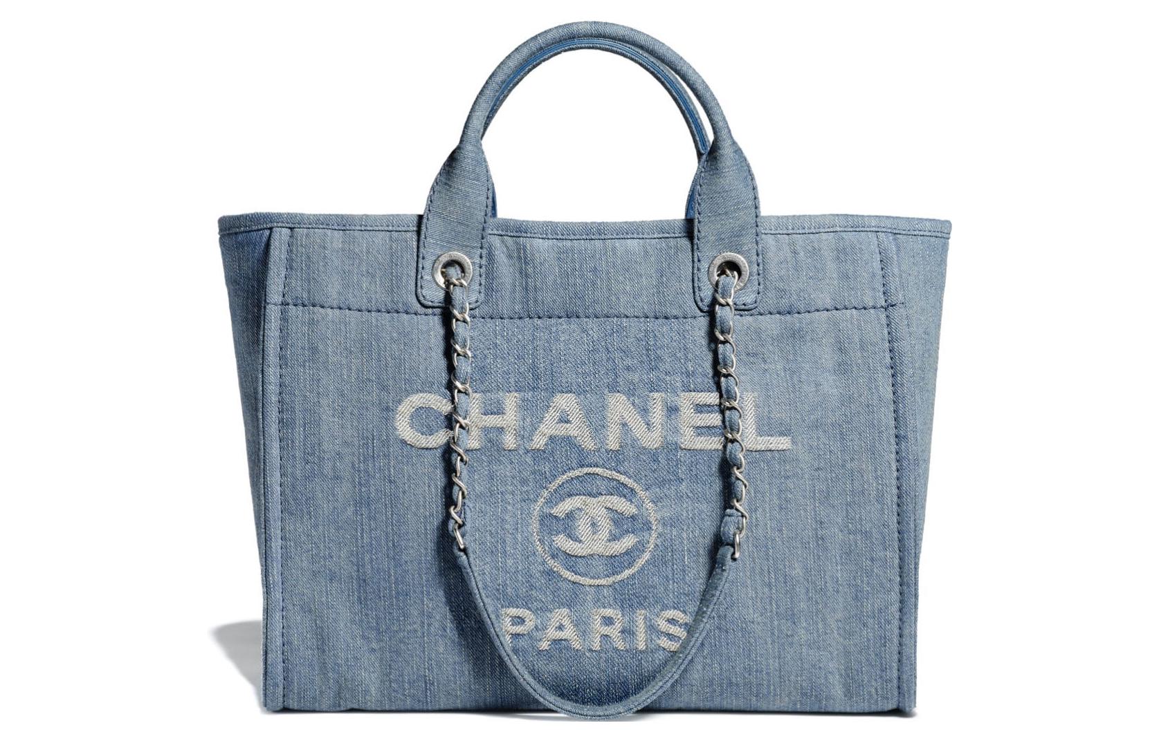 

CHANEL Пляжная сумка из денима, сумка-шоппер, сумка через плечо, женская сумка-туба синего цвета