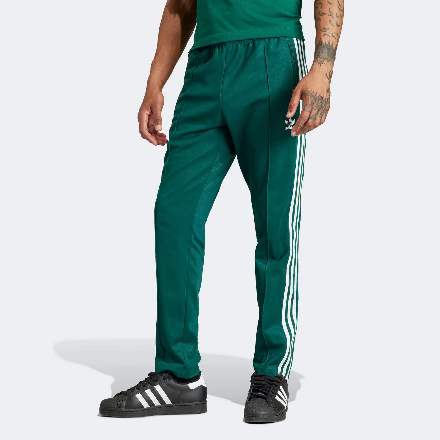 Классические трикотажные спортивные штаны Beckenbauer мужские зеленые Adidas Originals, зеленый — фото 2