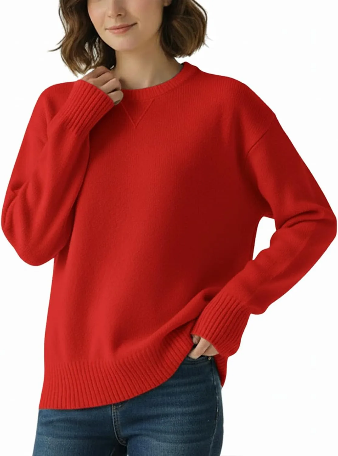 

Унисекс свитер с длинным рукавом и V-образной вязкой, мягкий уютный пуловер с резинкой на манжетах Grewear